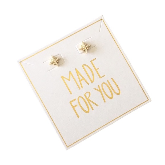 new Pave Cubic Zirconia Polaris Stud Earrings ❉ 14KT Gold Plate Sterling Silver - Picture 11 of 16